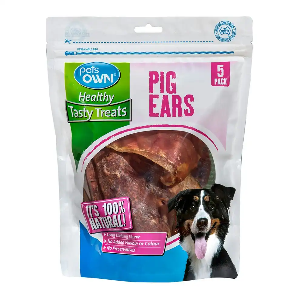 5pc Pets Own Pig Ears Healthy Chews Tasty Dog/Pet Treats/Food/Rewards/Snacks
