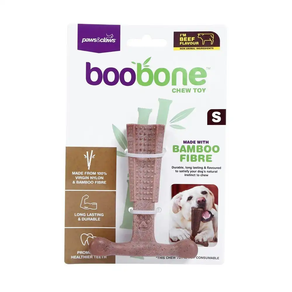 5x Paws & Claws BooBone 10cm Bamboo Fibre T-Bone Dog Chew Treat/Toy Asst Flav