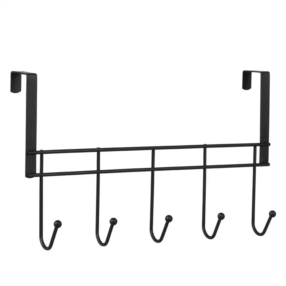 Boxsweden 38cm Wire Over Door 5-Hooks Hanger/Organiser/Holder/Storage Black