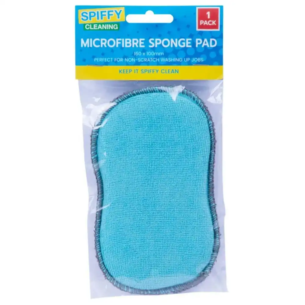 8x Spiffy 16cm Non Scratch Microfibre Dishwashing Cleaning Scrub Sponge Pad