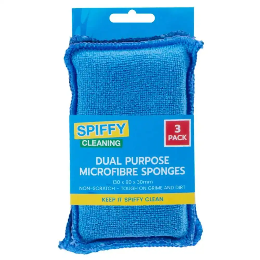 8x 3PK Spiffy Dual Purpose Non Scratch Microfibre Dishwashing Cleaning Sponges