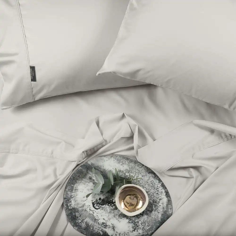 Sheraton Luxury Bamboo Cotton Single Bed Fitted Sheet Set w/ Pillowcase Silver
