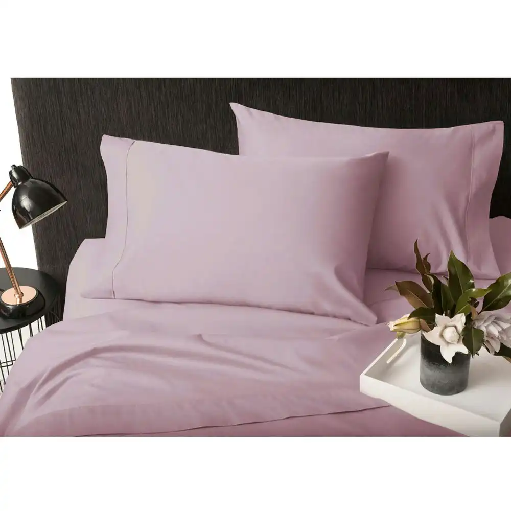 Sheraton Luxury 1000TC Cotton King Size Fitted Sheet Set Mauve w/ Pillowcases