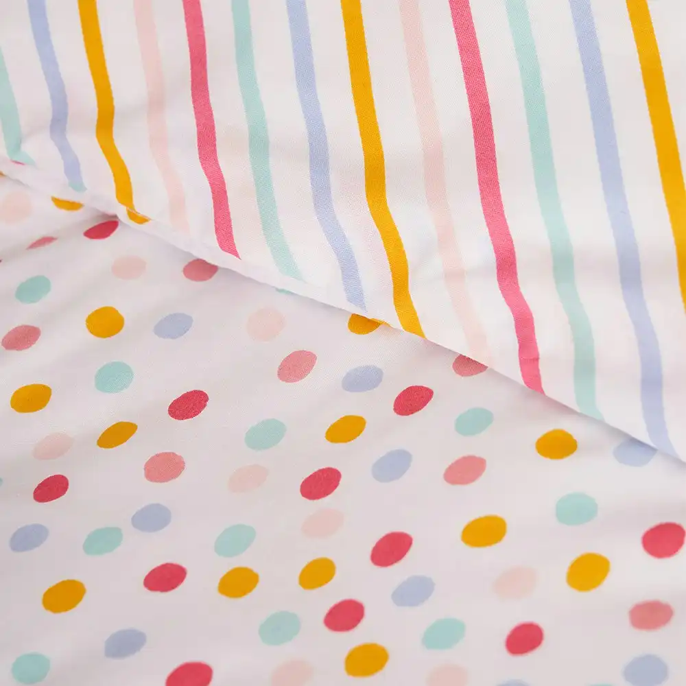 Minikins Reversible Single Bed Quilt Cover Set Cotton Multicolour Spot Printed