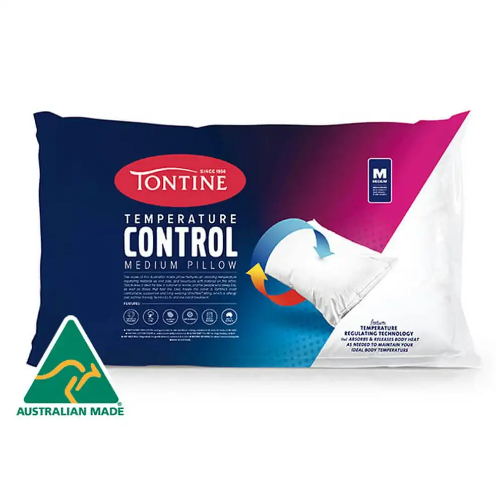 Tontine Temperature Control Cooling Sleeping Pillow Head Support Medium Profile