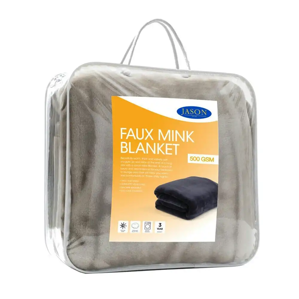 Jason 210x220cm Queen Bed Home Faux Mink Blanket Velvety Soft Plush 500GSM Linen