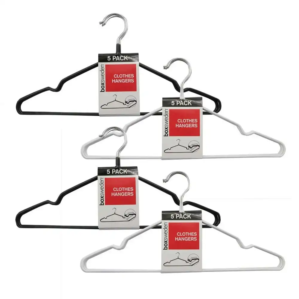 4x 5PK Boxsweden Clothes Hanger Metal Non Slip Closet Clothing Organiser Assort