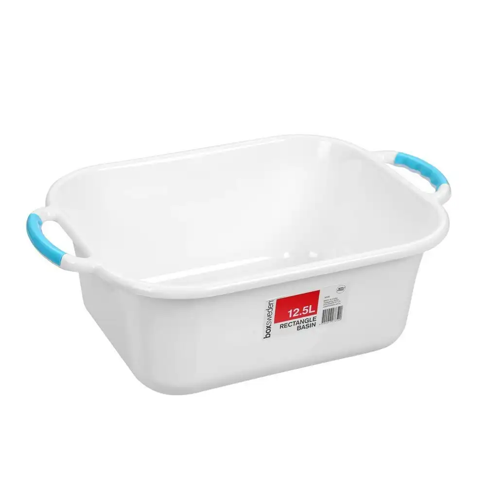 3x Boxsweden 12.5L Basin Rectangular w/ Handles Washing Bucket Storage Tub Asst