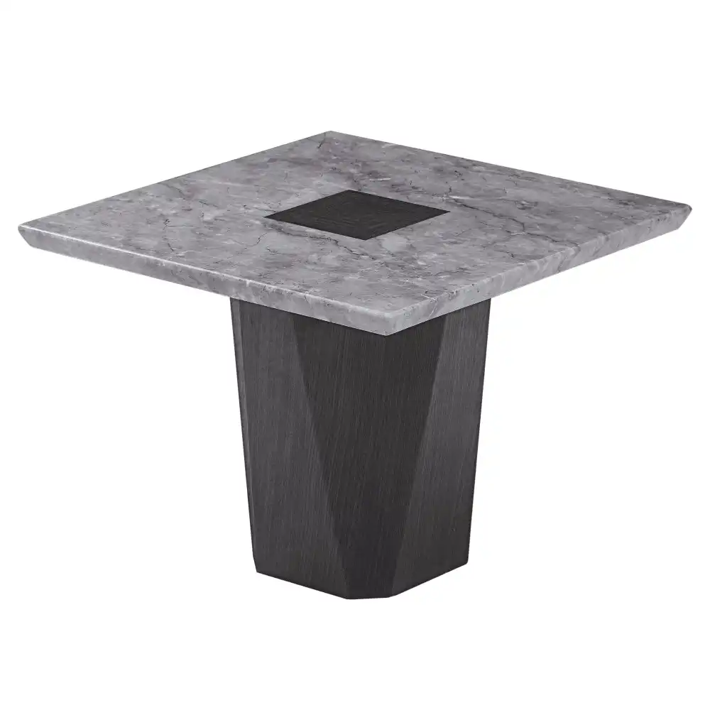 Filippa Marble Luxurious Square Lamp End Side Table - Grey & Brown