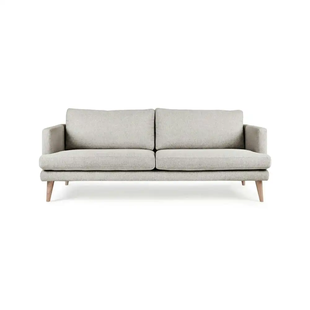 HomeStar Harper 3-Seater Modern Fabric Sofa Solid Timber Legs - Light Grey