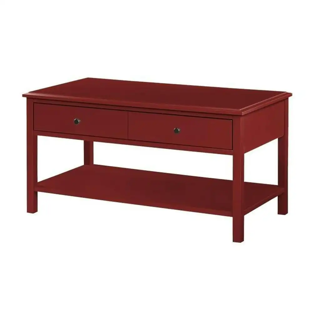 Wyatt Walker Open Shelf Coffee W/ 2-Drawers Table -  Red