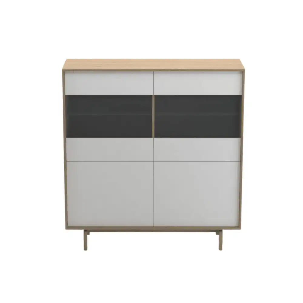 Peyton Modern Scandinavian Cupboard Storage Cabinet - Oak/White