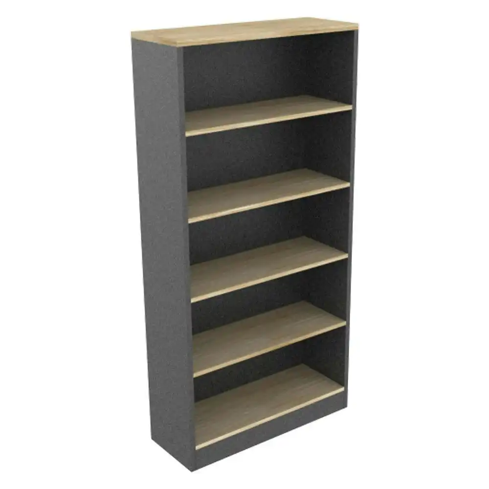 Xavier 5-Tier High Bookcase Display Cabinet W/ Adjustable Shelf - Oak & Ironstone