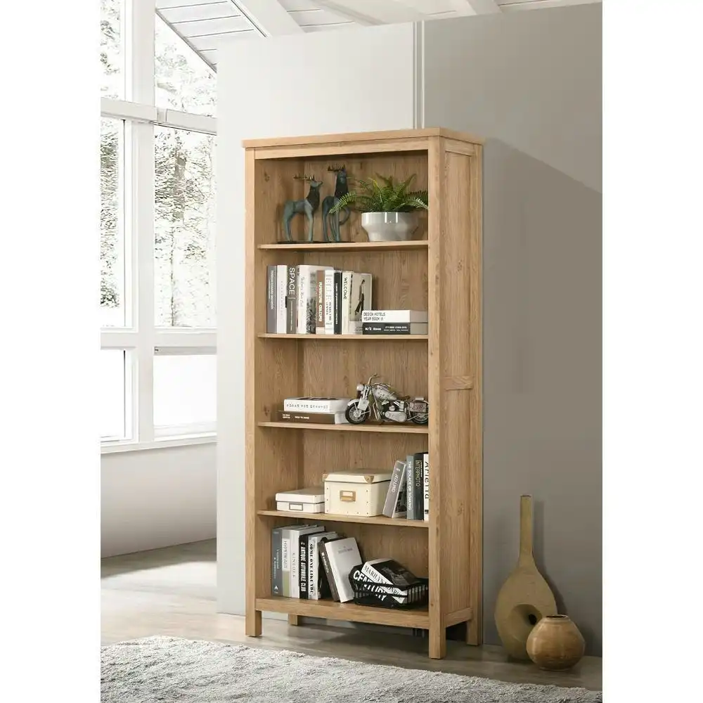 Kayle Classic Scandinavian 5-Tier Bookcase Display Shelf Cabinet - Oak