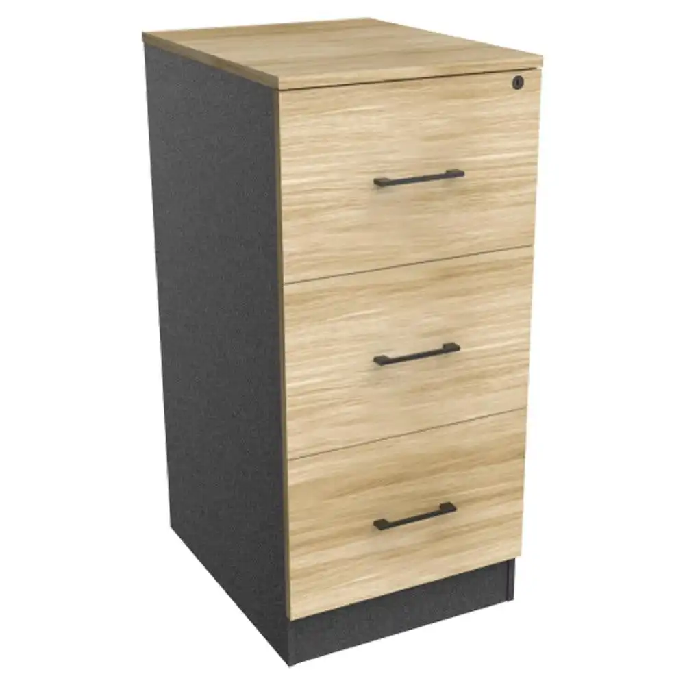 Xavier 3-Drawer Storage Filing Cabinet - Oak & Ironstone
