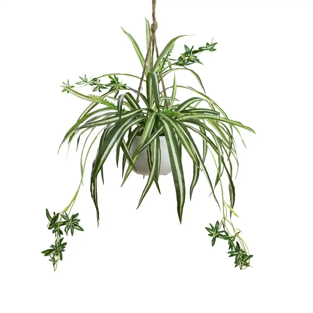 Glamorous Fusion Spider Plant Artificial Fake Plant Decorative Arrangement 68cm In Hanging Planter