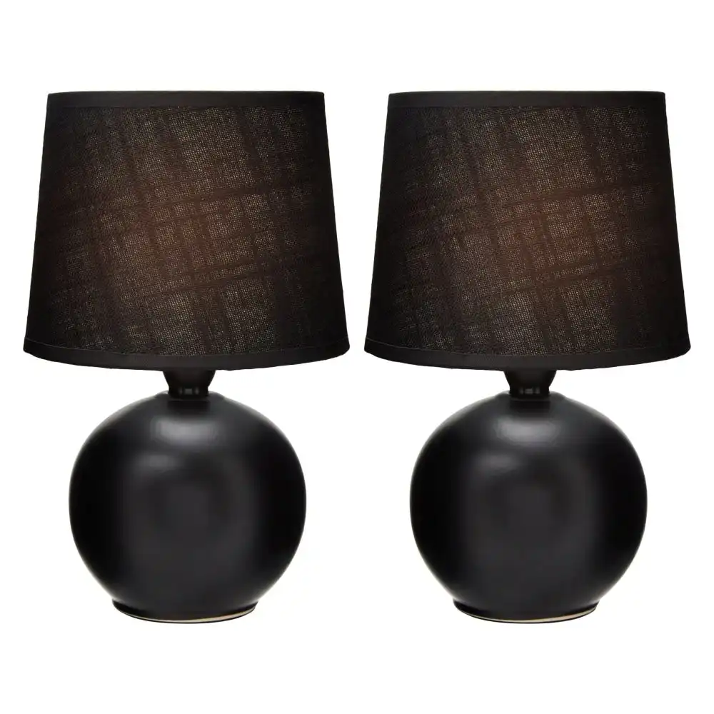Set of 2 Capri Ceramic Base Modern Round Table Lamp - Black