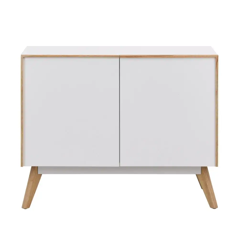 Autumn Scanvinadian Small Sideboard Buffet Unit Storage Cabinet W/ 2-Doors - White/Oak