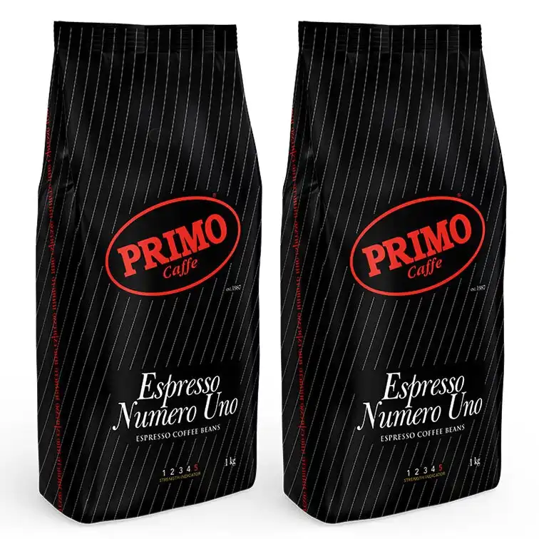 2x Primo Caffe Espresso Numero Uno 1kg Coffee Beans Dark Roast Intst 5 Hot Drink