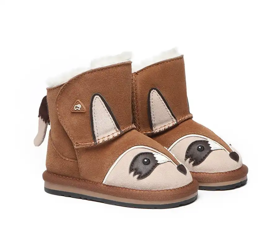 EVERAU Hook and Loop Ugg Boots Squirrel Toddler