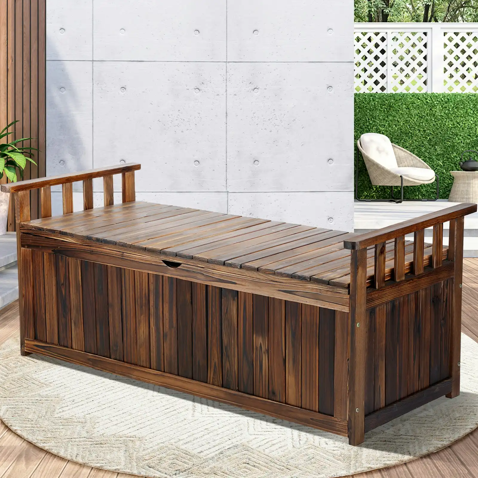 Livsip Outdoor Storage Box Garden Bench Wooden Chest Tool Container Cabinet XL