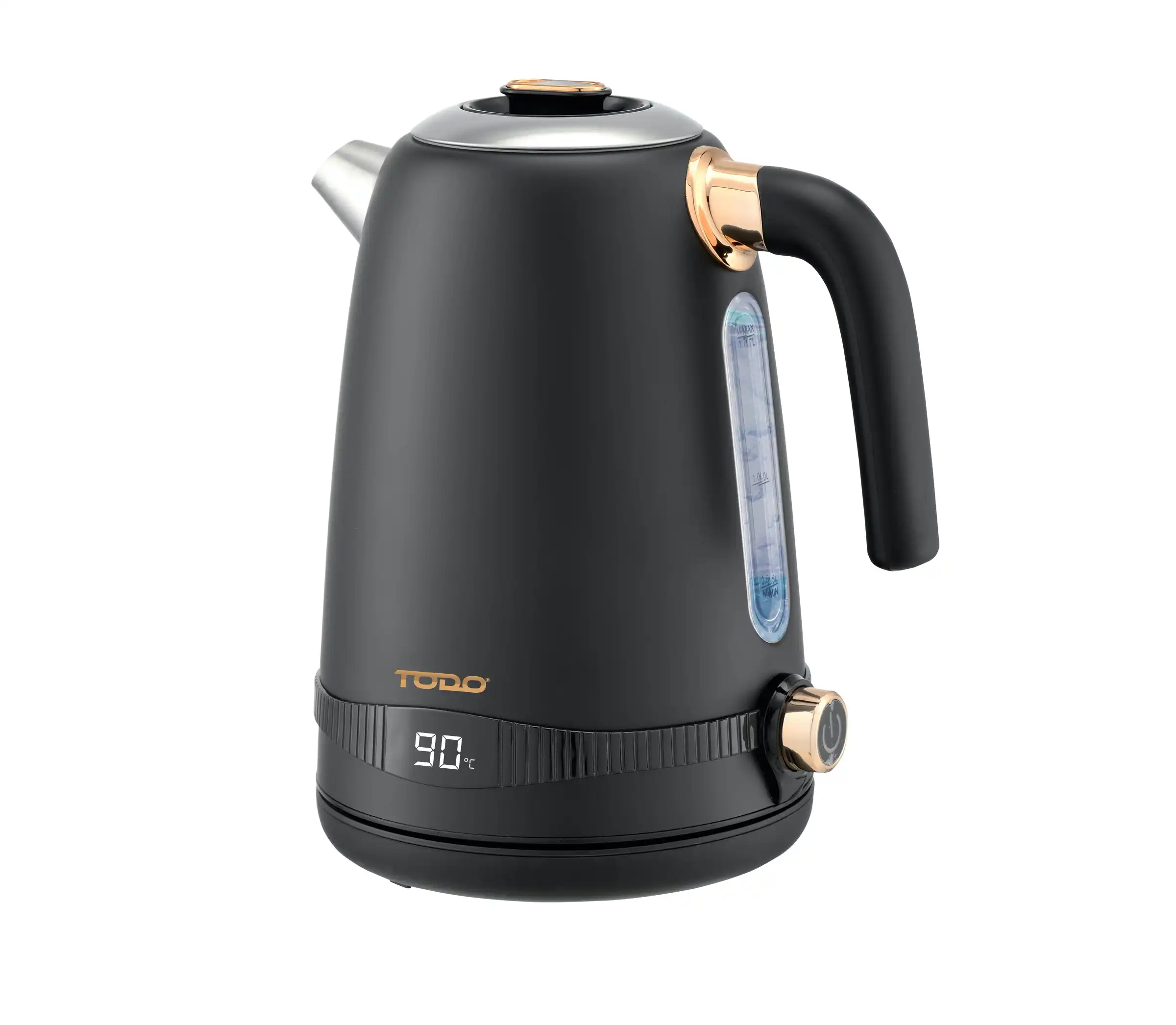 TODO 1.7L Stainless Steel Cordless Kettle Keep Warm Electric Led Water Jug - Black