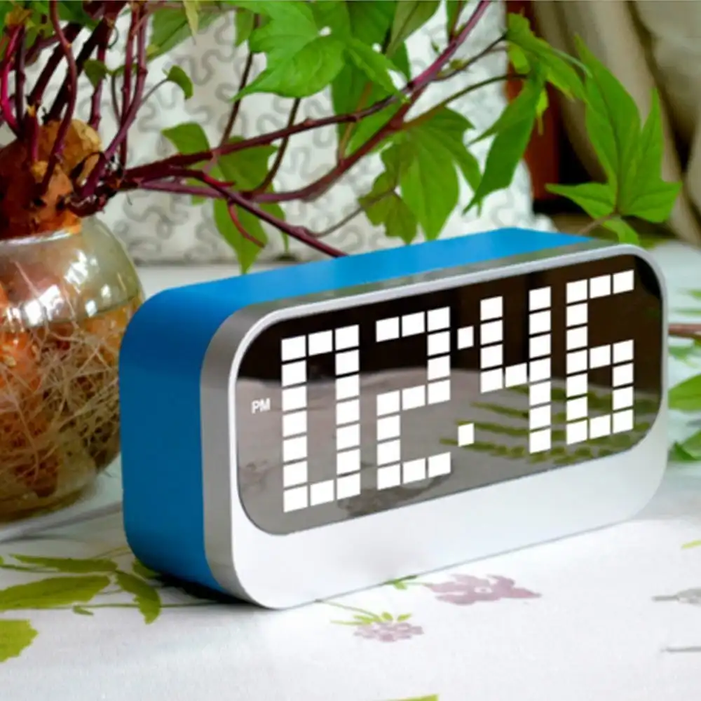TODO Led Digital Alarm Clock Large Display Usb Powered Blue
