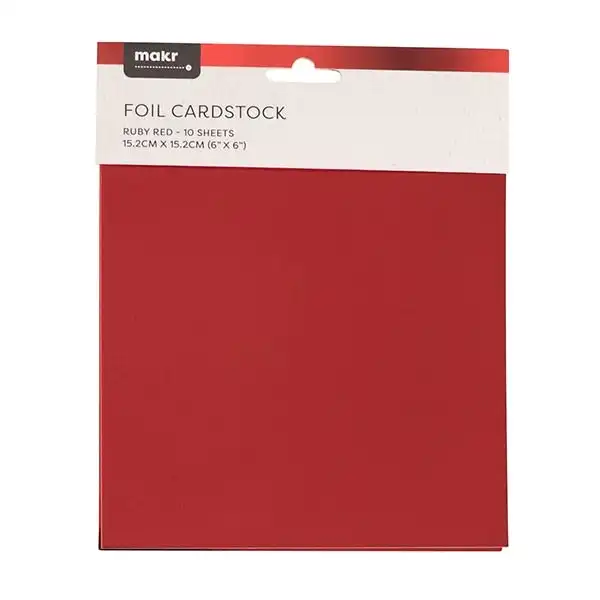 Makr 6x6 inch Foil Cardstock, XMAS Red- 6pk