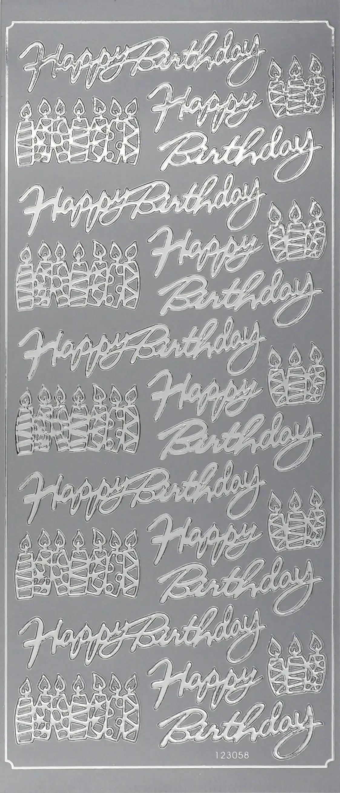 Arbee Foil Stickers Happy Birthday, Silver