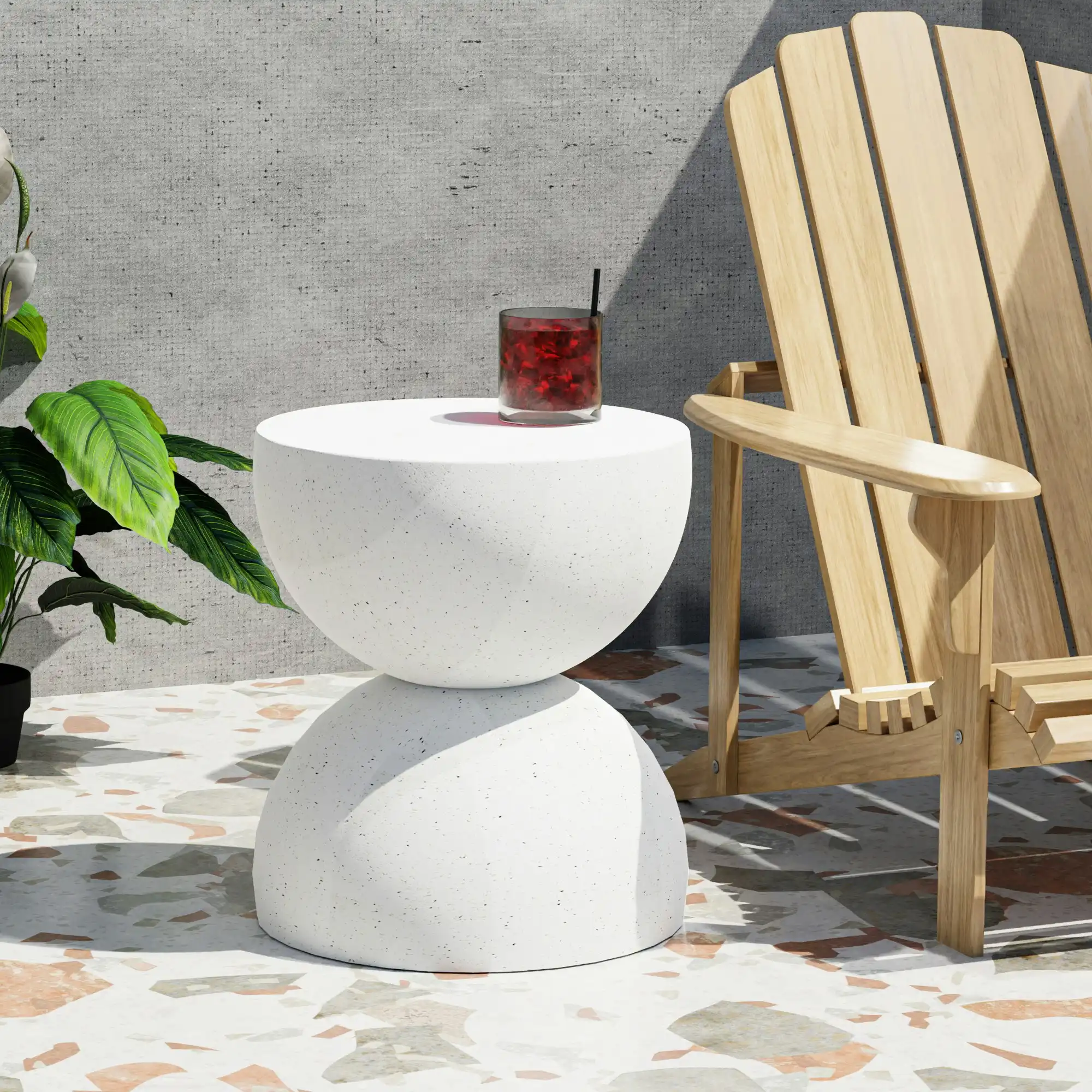 Levede Side Table Terrazzo Coffee End Tables Hourglass Magnesia Stool Stand 40cm (CH1086)