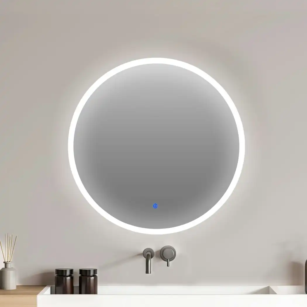 Emitto LED Wall Mirror Round Anti-fog Bathroom Mirrors Makeup Light Decor 80cm
