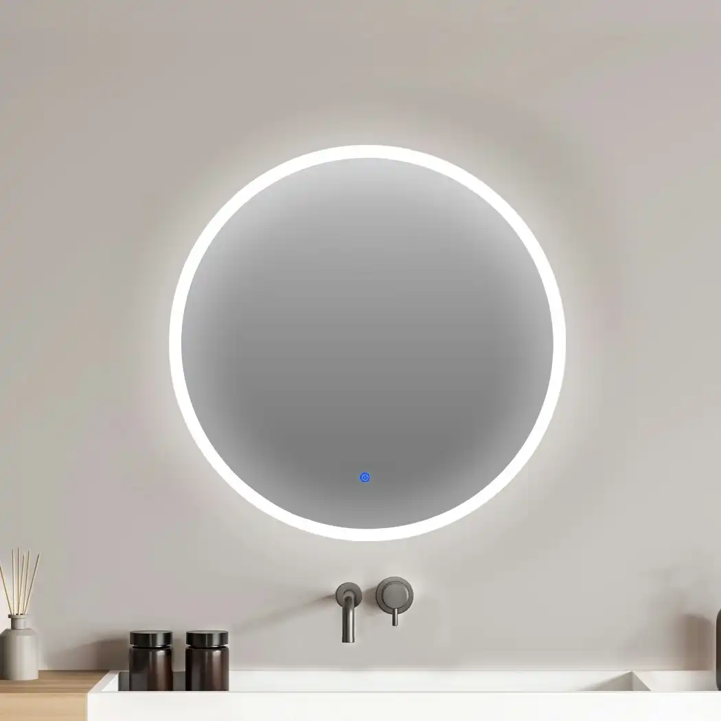 Emitto LED Wall Mirror Round Anti-fog Bathroom Mirrors Makeup Light Decor 70cm