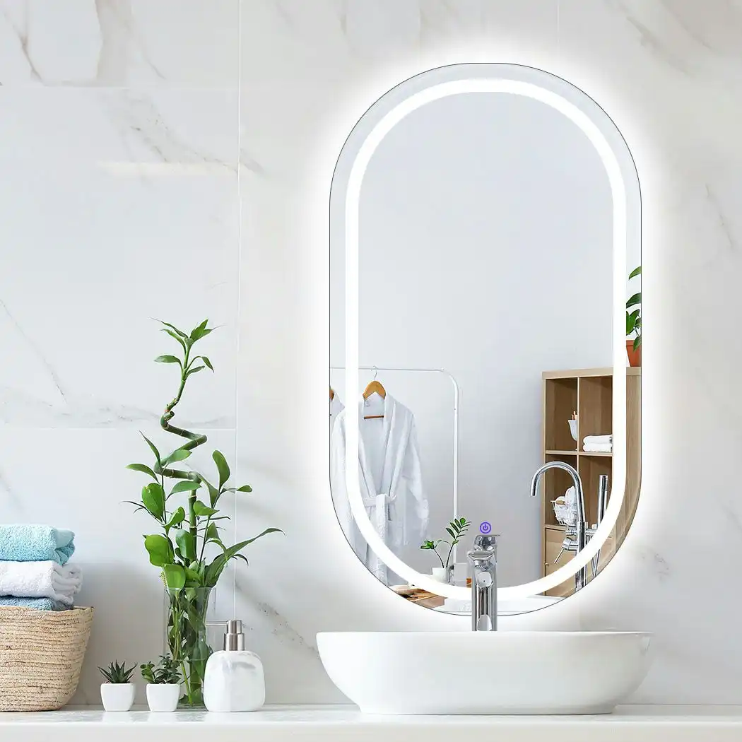 Emitto LED Wall Mirror Oval Anti-fog Bathroom Mirrors Makeup Light 50x75cm