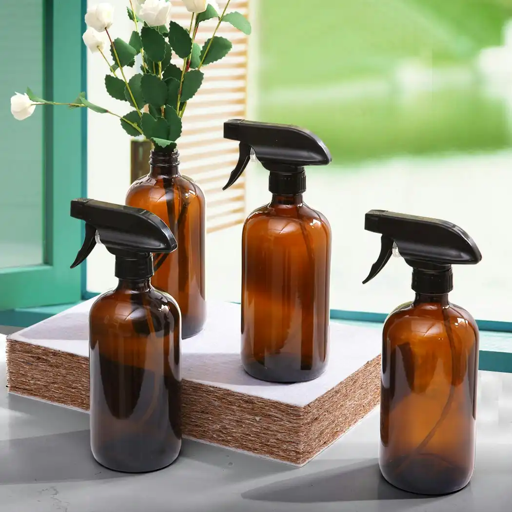 Traderight Group  4x 500ml Amber Glass Spray Bottles Trigger Water Sprayer Aromatherapy Dispenser