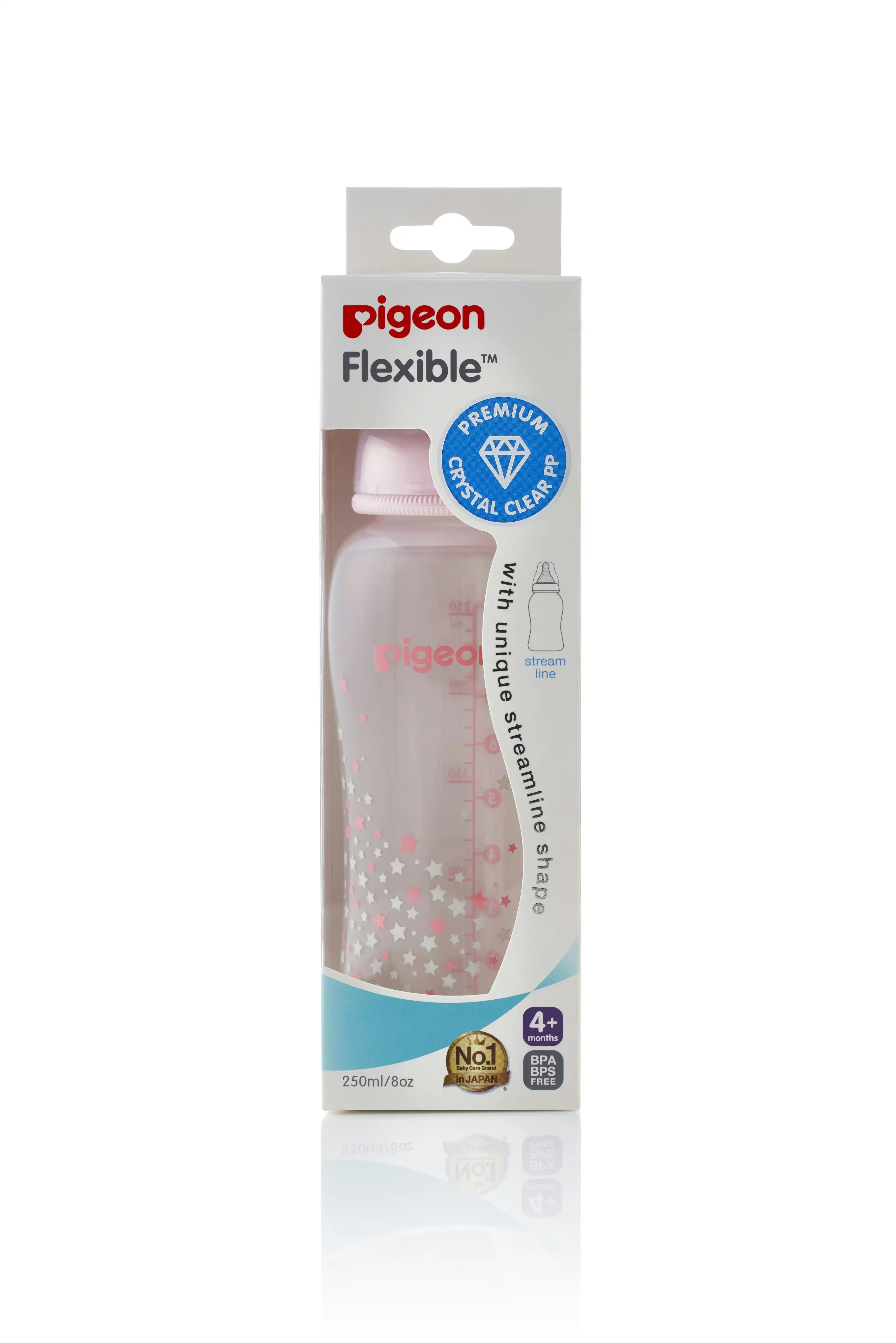 PIGEON Flexible Bottle CRYSTAL PP Pink Star 250ml