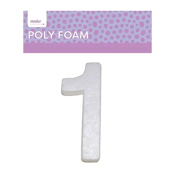 Makr Polyfoam, Large Numeral 1- 15cm White