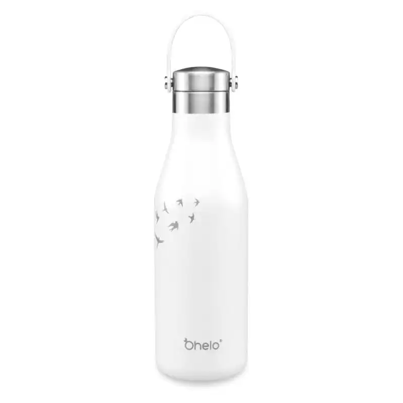 Ohelo White Bottle With Etched Swallows 500ml