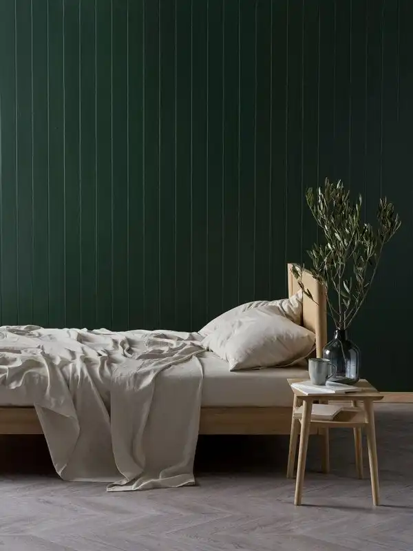 Linen House Nimes Pure Linen Natural Bed Sheet Set - Queen