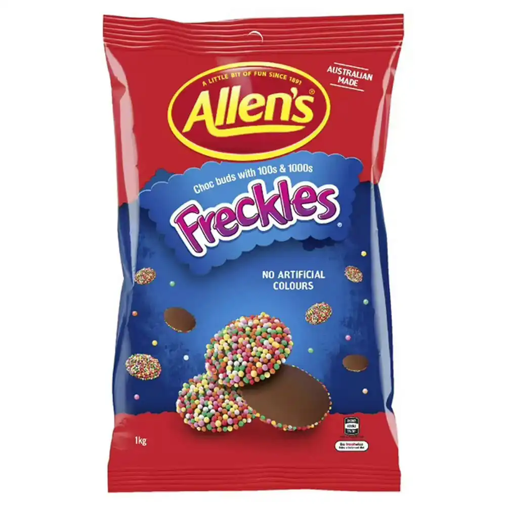 Allen's 1kg Freckles Creamy Hundreds & Thousands Chocolate Crunch Candy Snack