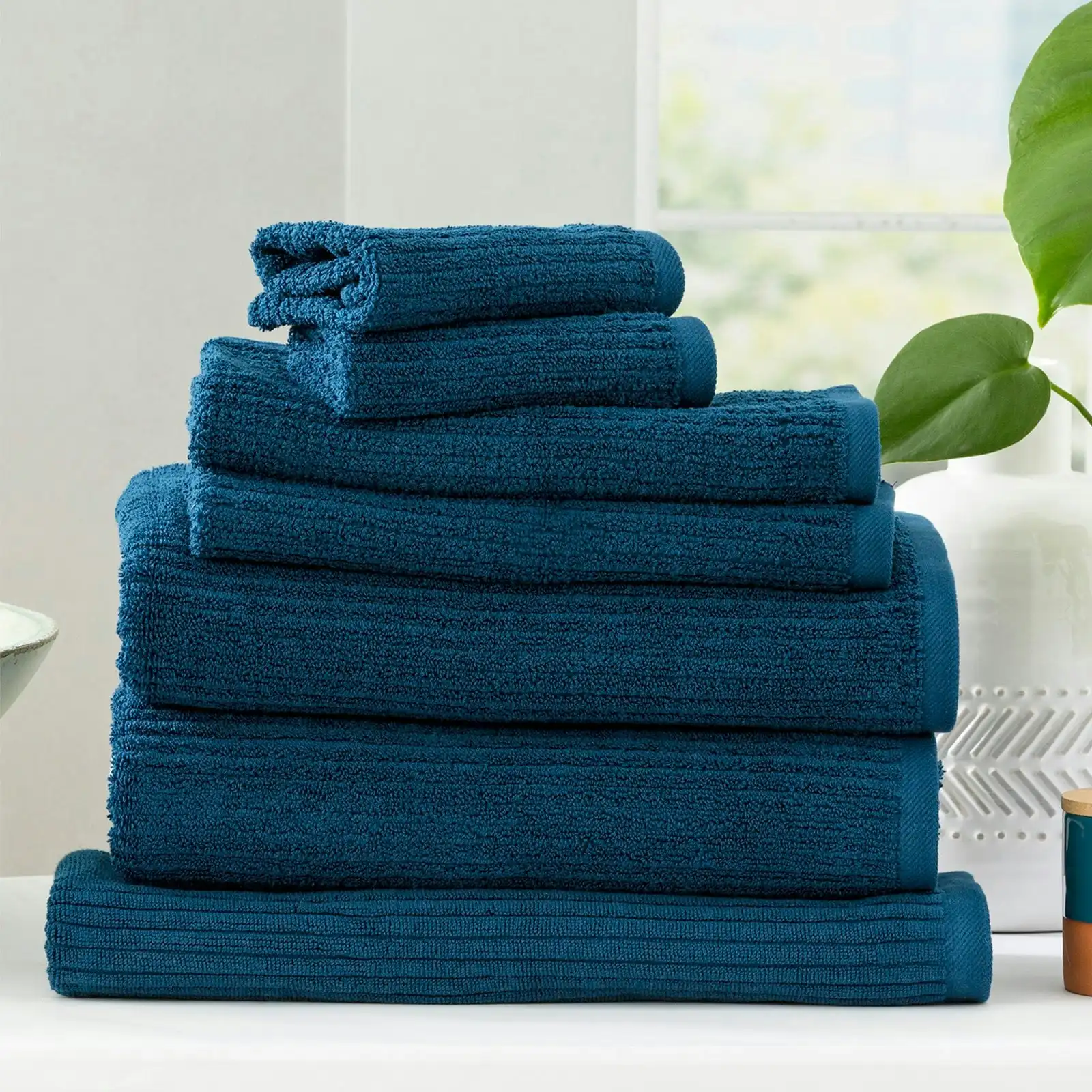 Cobblestone Ribbed Bath Towels Ink