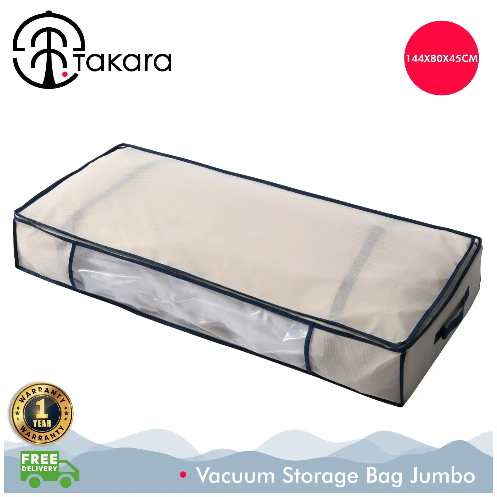 Takara Vacuum Storage Bag Jumbo Opaque & Beige 144x80x45cm