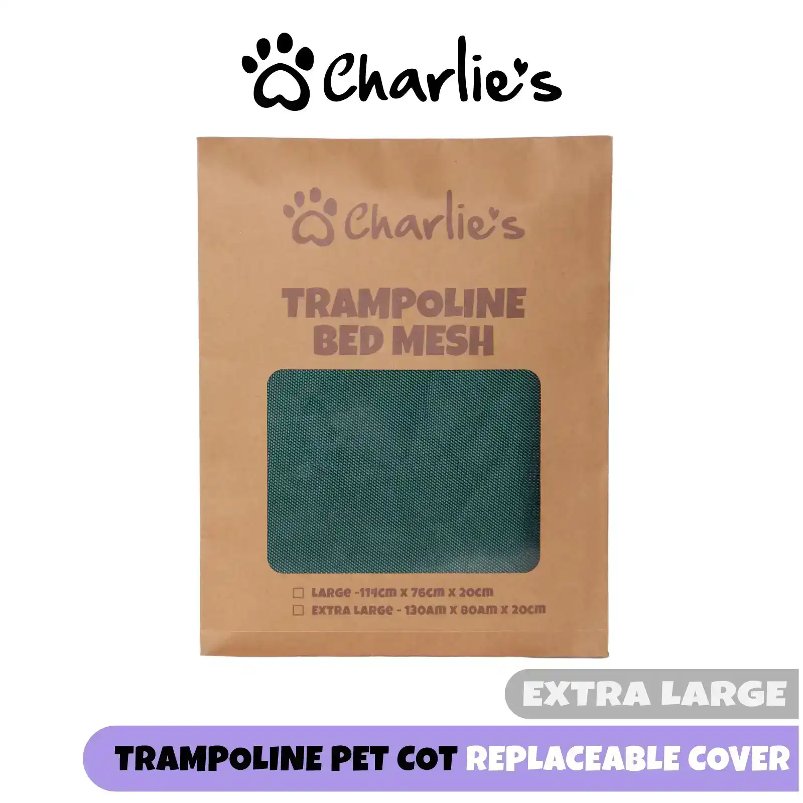 Charlie's Replaceable Cover for Elevated Trampoline Hammock Dog Bed Green Extra Large
