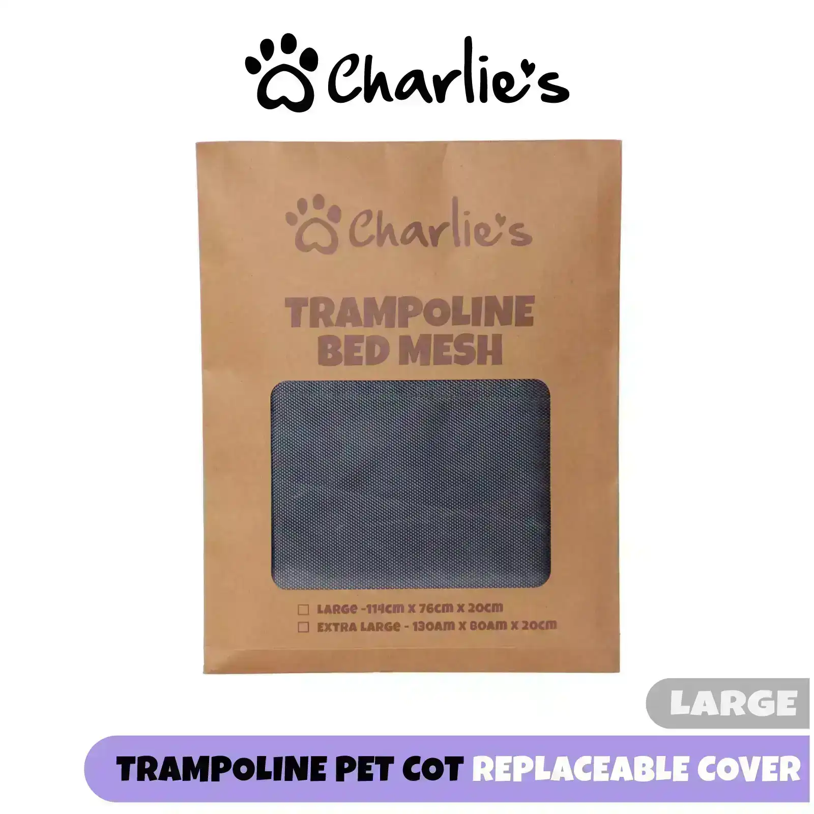 Charlie's Replaceable Cover for Elevated Trampoline Hammock Dog Bed Warm Grey Large