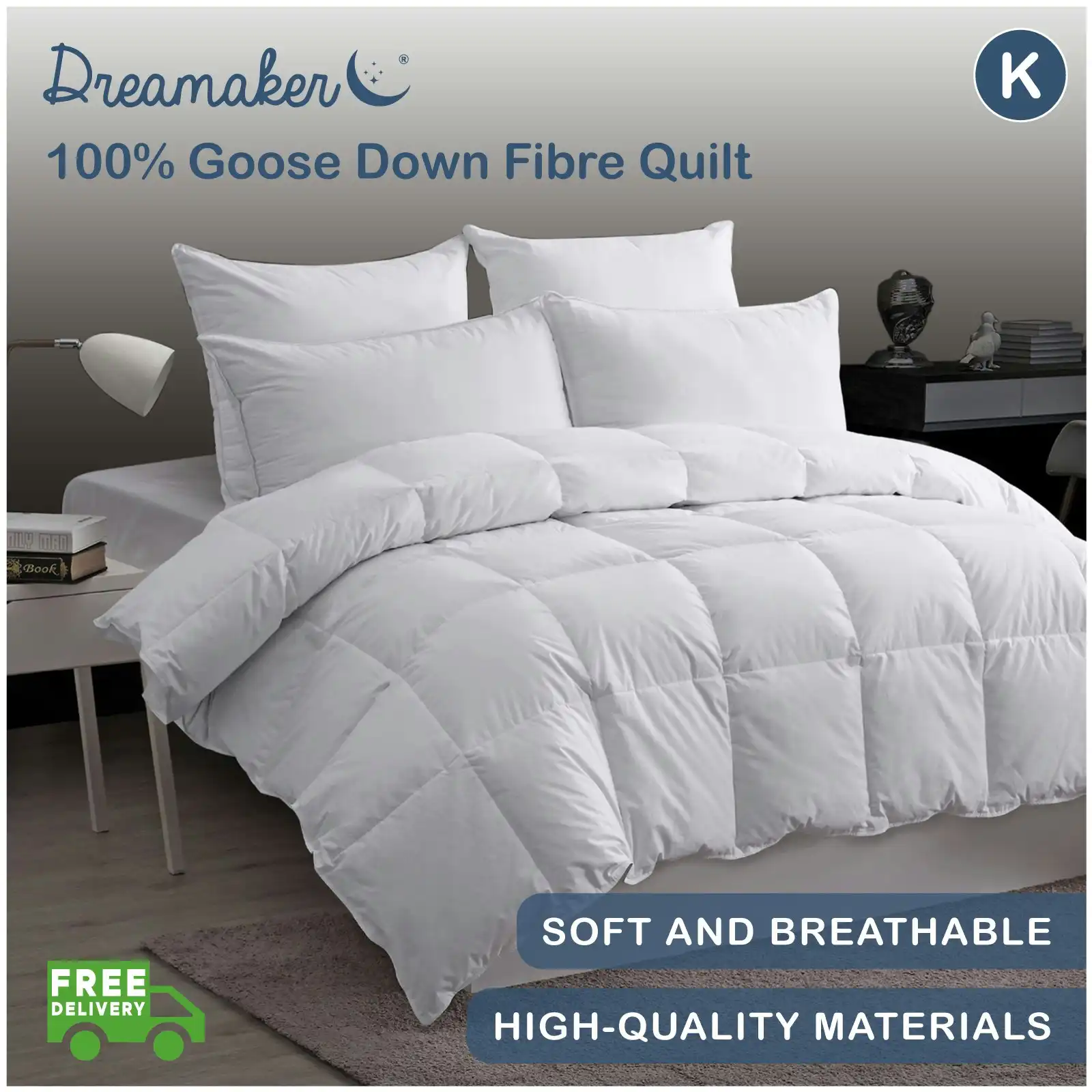 Dreamaker 100% Goose Down Fibre Quilt King Bed
