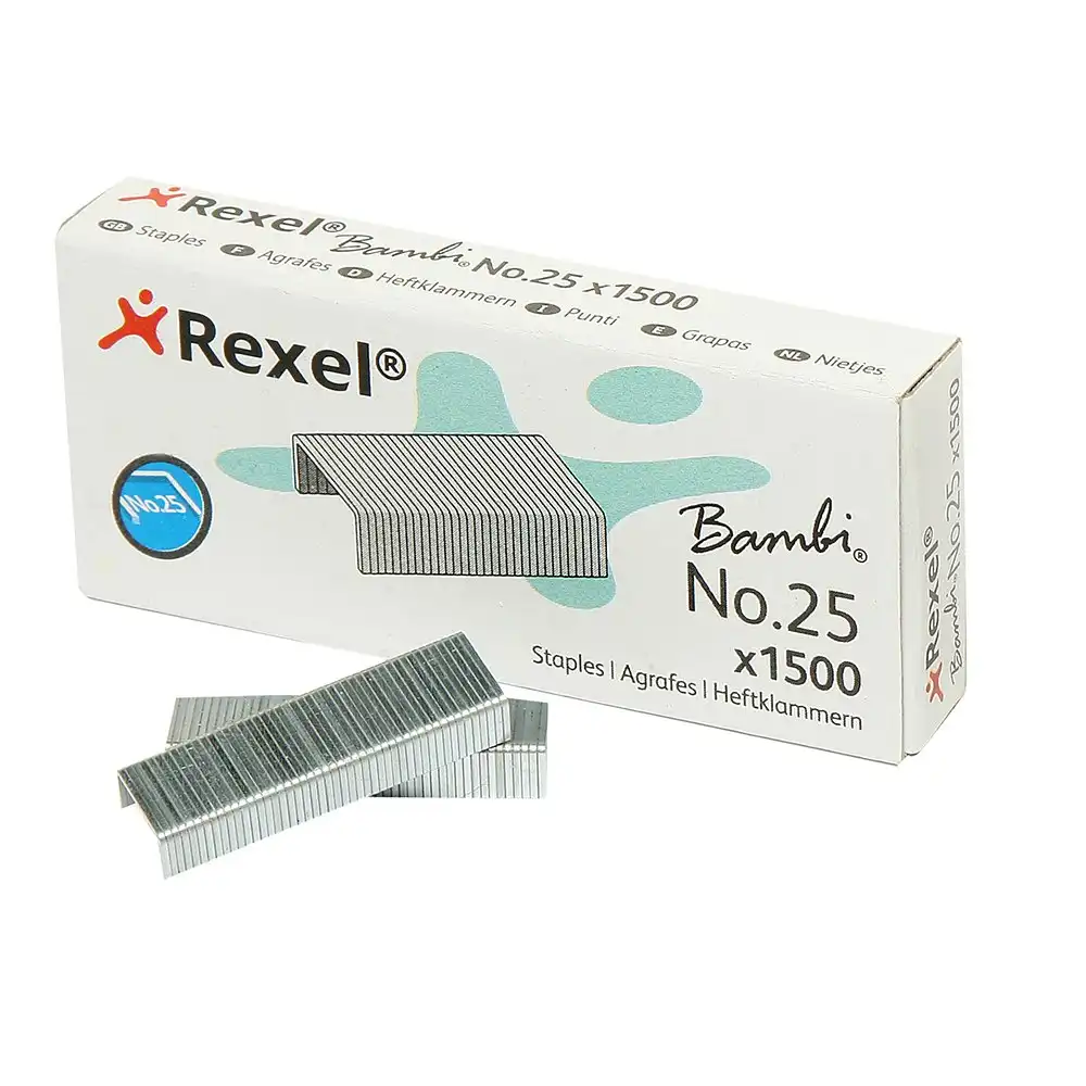 10x 1500 Rexel Steel Stationery Staples NO.25 4mm Refill Office for Stapler