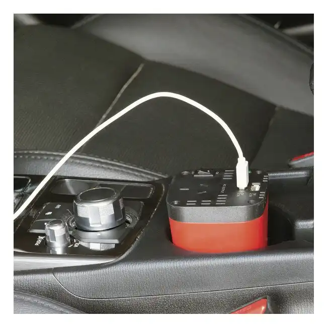 Powertech 150W Car Cup Holder DC-AC Inverter w/Main Power/Dual Usb 2.1A Outputs