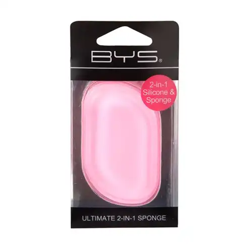 BYS Ultimate 2-In-1 Beauty Silicone/Sponge Makeup Cosmetic Blender Oblong Pink