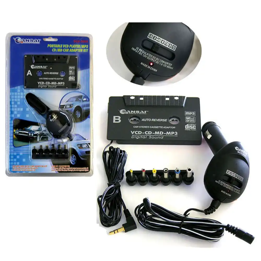 Sansai Portable VCD/CD/MD/MP3 Car Stereo Cassette/Tape Adaptor/Converter Kit