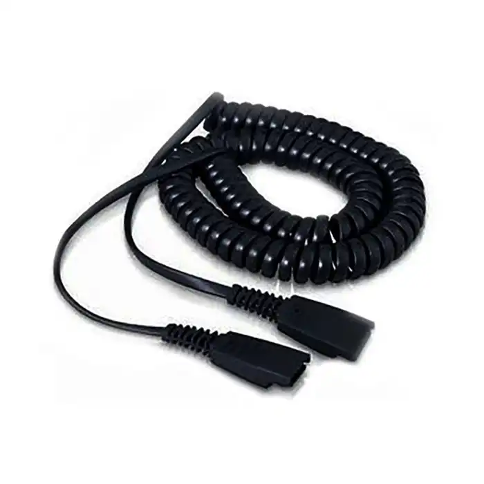 Jabra QD To QD Extension Curly Cord For Corded Headset 2m Accessory Black