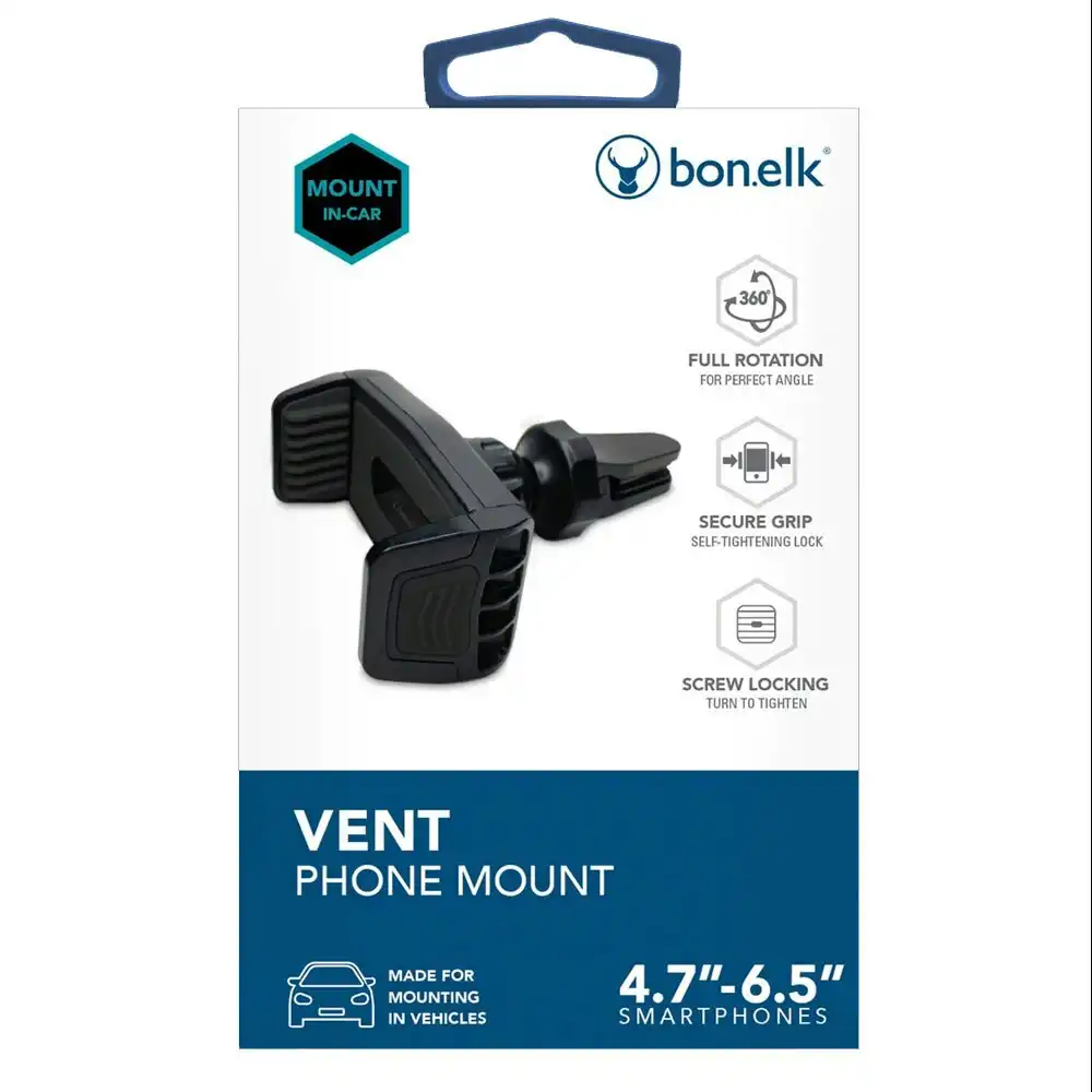 Bon.Elk 4.7"-6.5" Car Vent Mount Universal Holder Cradle for Smartphones Black